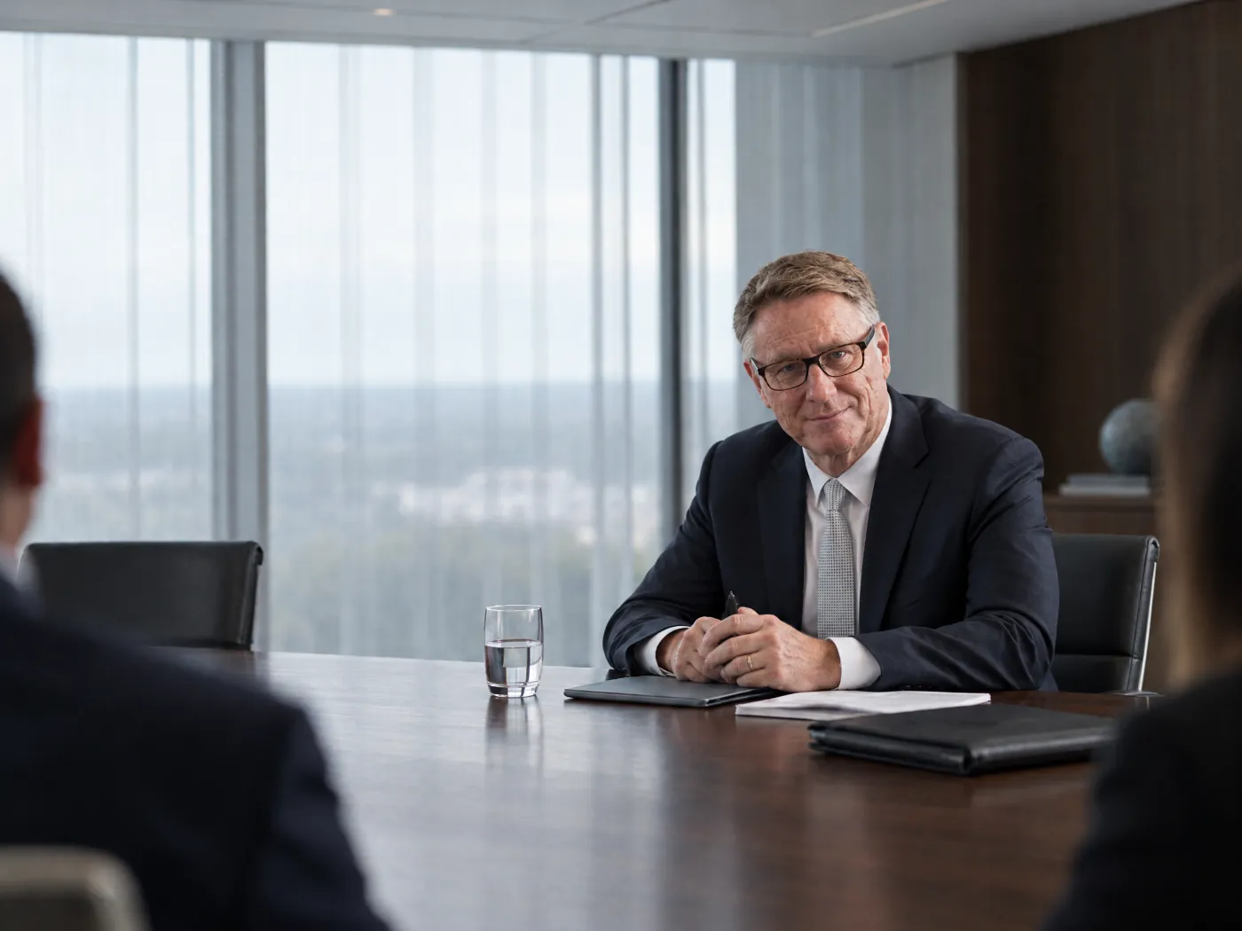 David Clark in a boardroom meeting